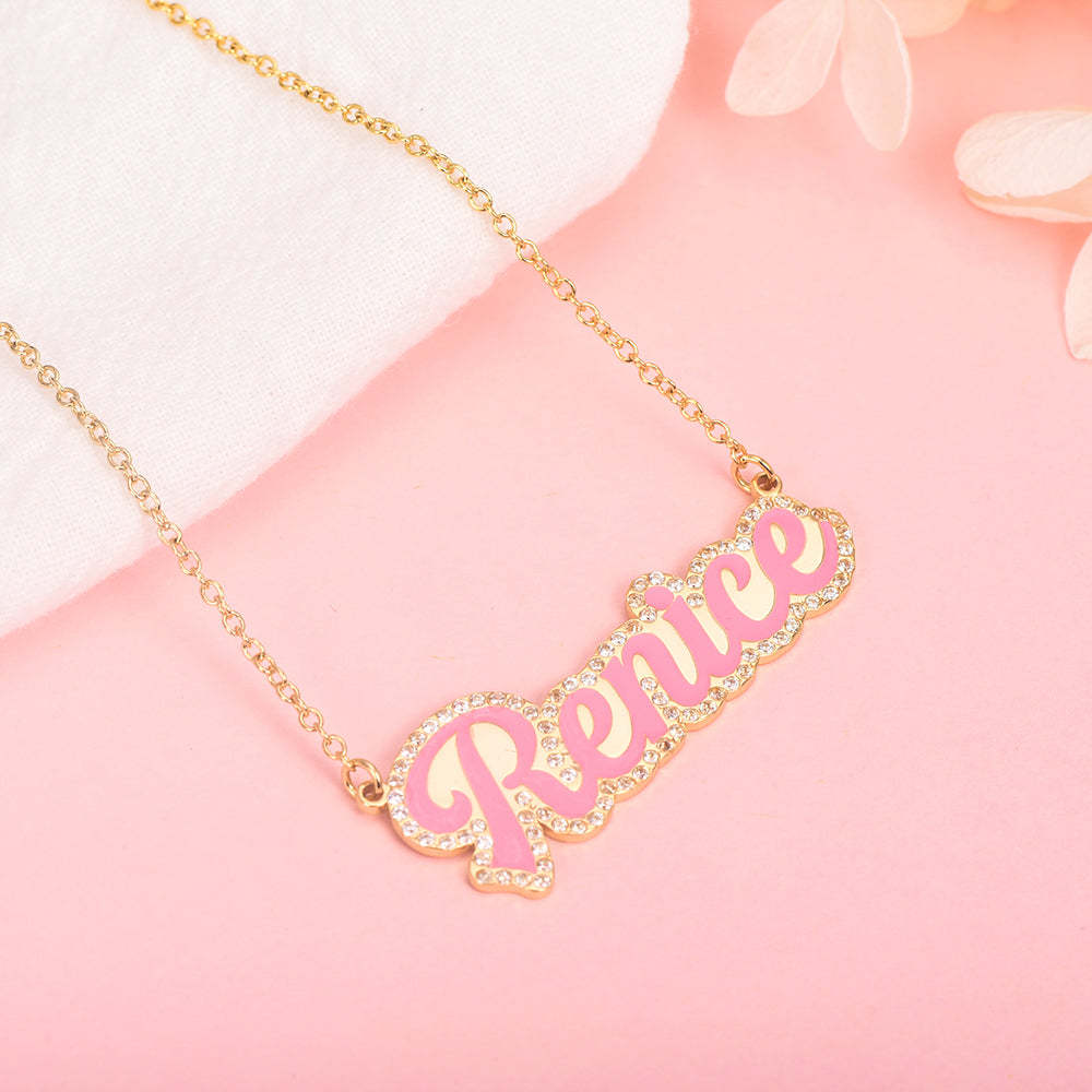 Red Enamel Pendant Personalized Custom Gold Plated Name Necklace-silviax