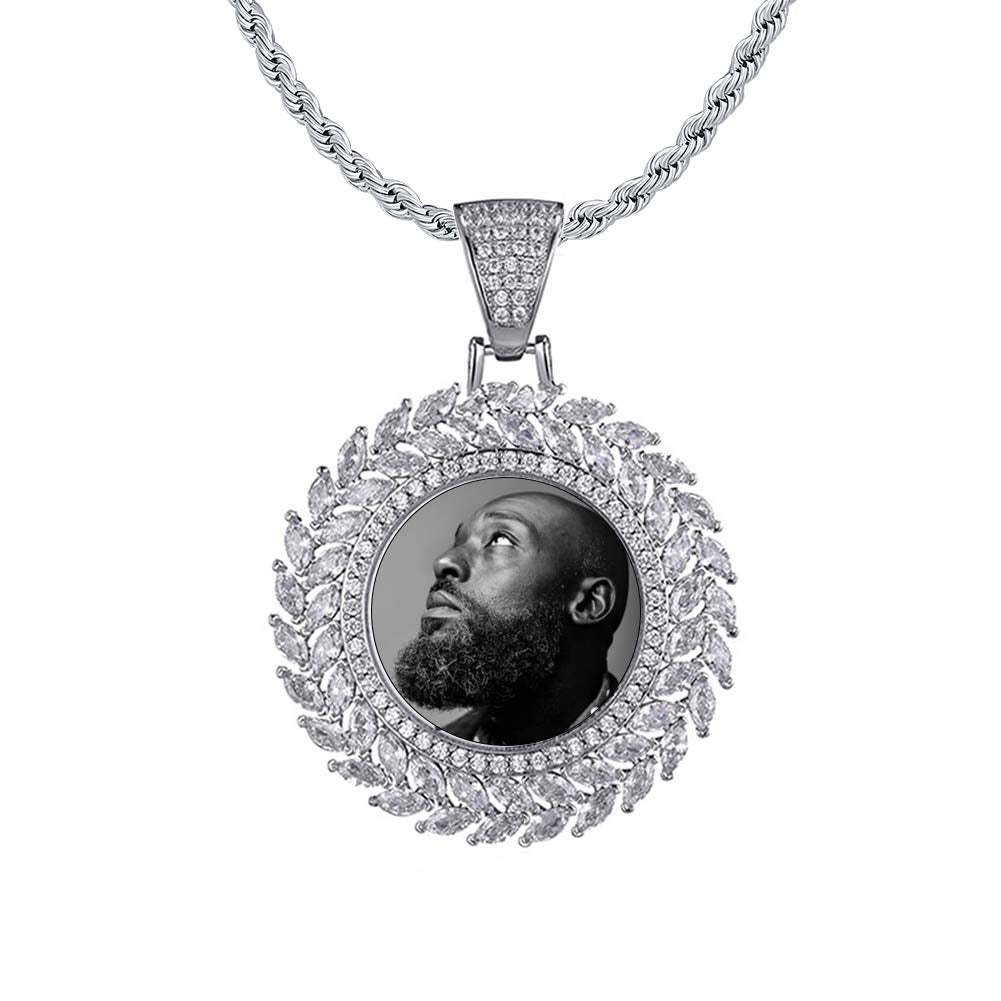 Custom Personalized Round Pendant Hip Hop Photo Necklace Gold Plated-silviax