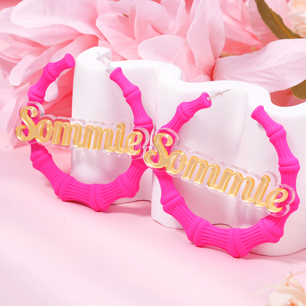 60mm Bamboo Earrings Personalized Custom Acrylic Macron Gorgeous Name Earrings -silviax