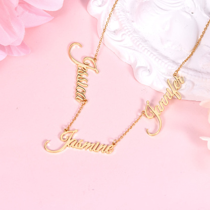 Three Nameplate Pendant Gold Plated Personalized Custom Name Necklace Jewelry Gift for Mom Wife-silviax
