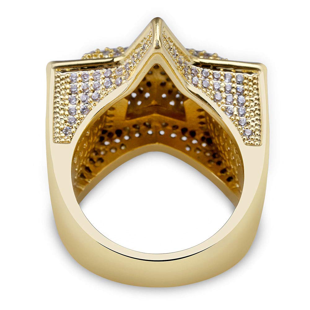 Star Gold Plated Ring Hip Hop Punky Rappers Jewelry for Men-silviax