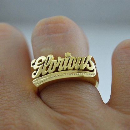 Personalized Custom Gold Plated Underline Names Ring Mens Ring-silviax