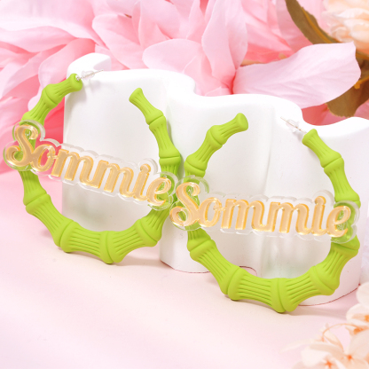 60mm Bamboo Earrings Personalized Custom Acrylic Macron Gorgeous Name Earrings -silviax