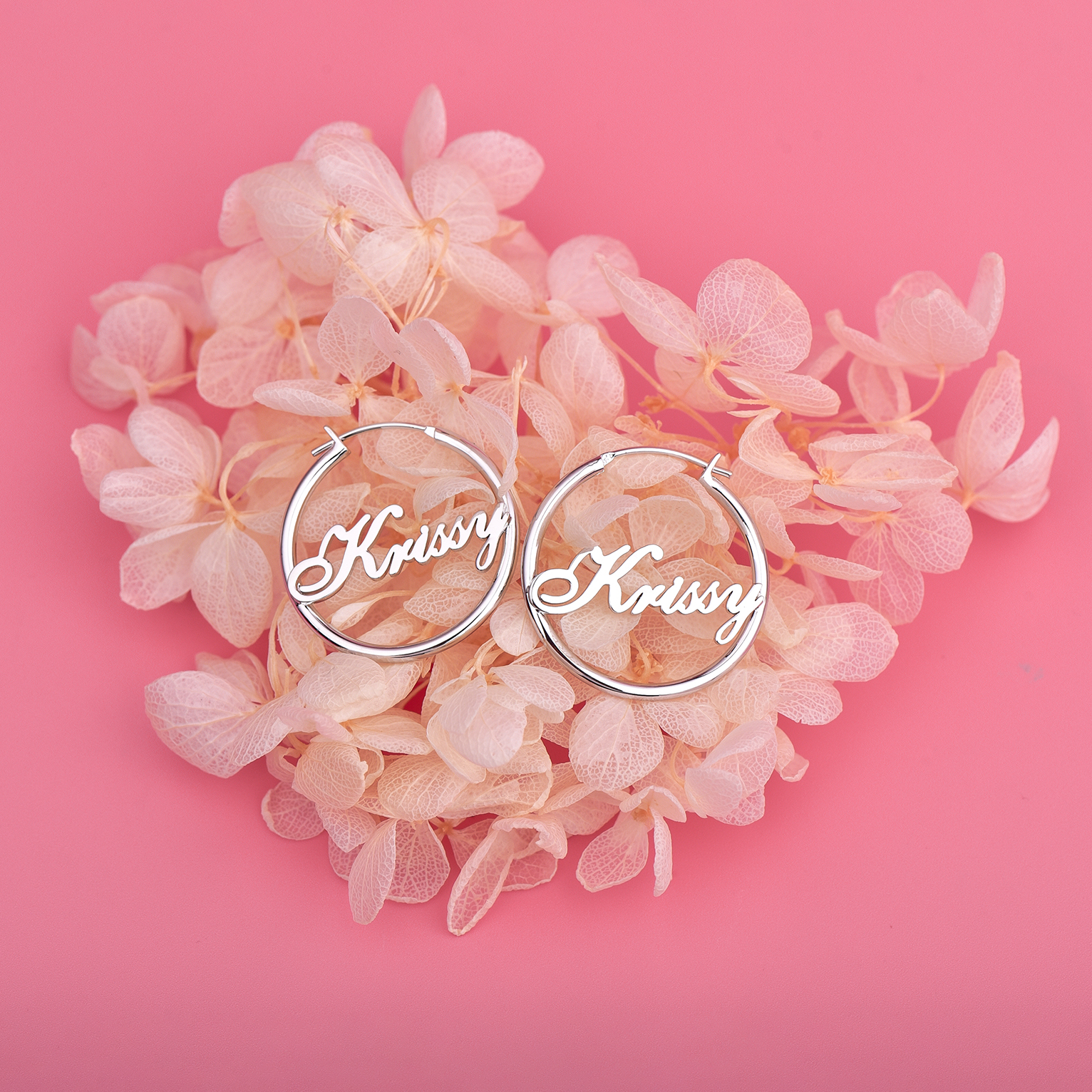 Gold Plated Custom Hoop Name Earrings
