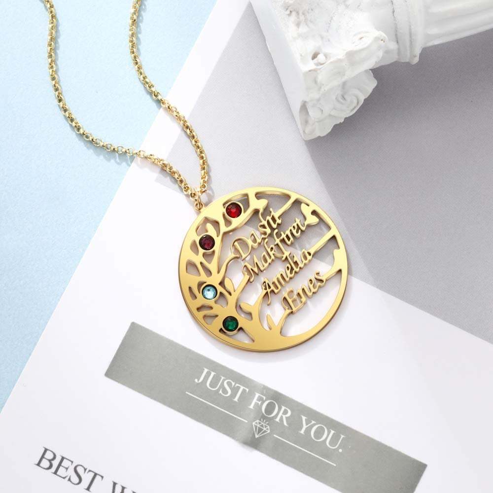 Tree of Life 2-4 Names with Birthstones Personalize Custom Mothers Family Necklace-silviax