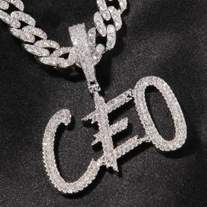 Cuban Chain Iced Out Custom Double Row Zircon 2 to 6 Letters Pendant Initial Necklace-silviax