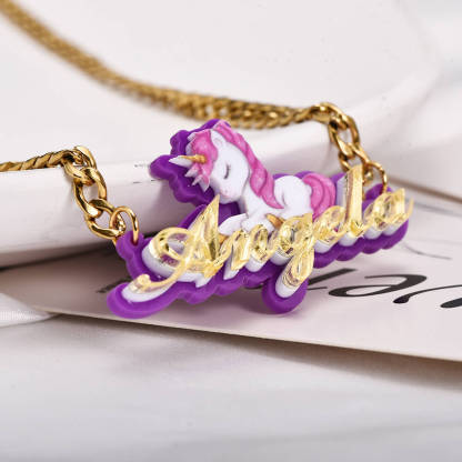 Unicorn Acrylic Personalized Custom Name Necklace-silviax
