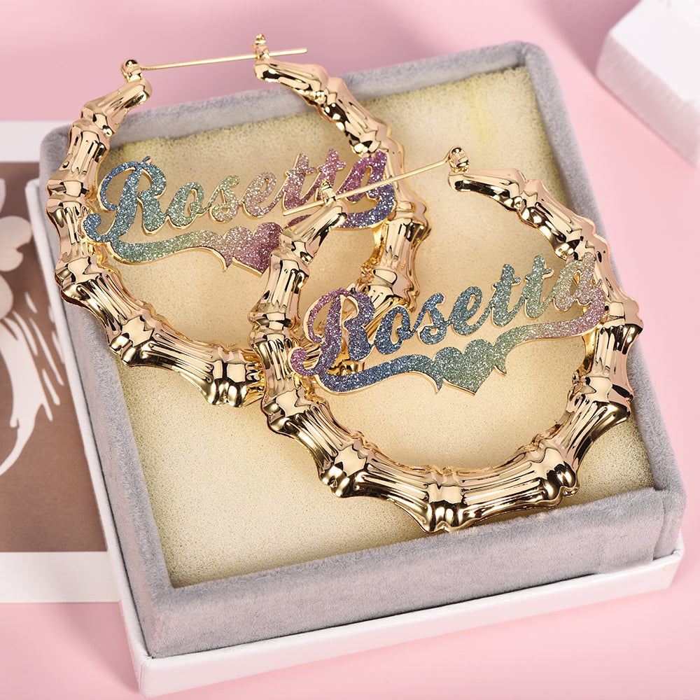 Nameplate bamboo earrings Clearance