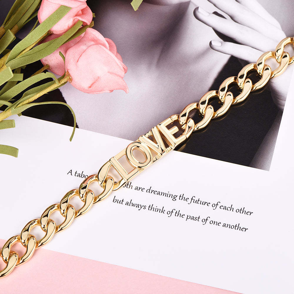 12mm Personalized Name Bracelet Cuban Link Chain Gold Plated Bracelet-silviax