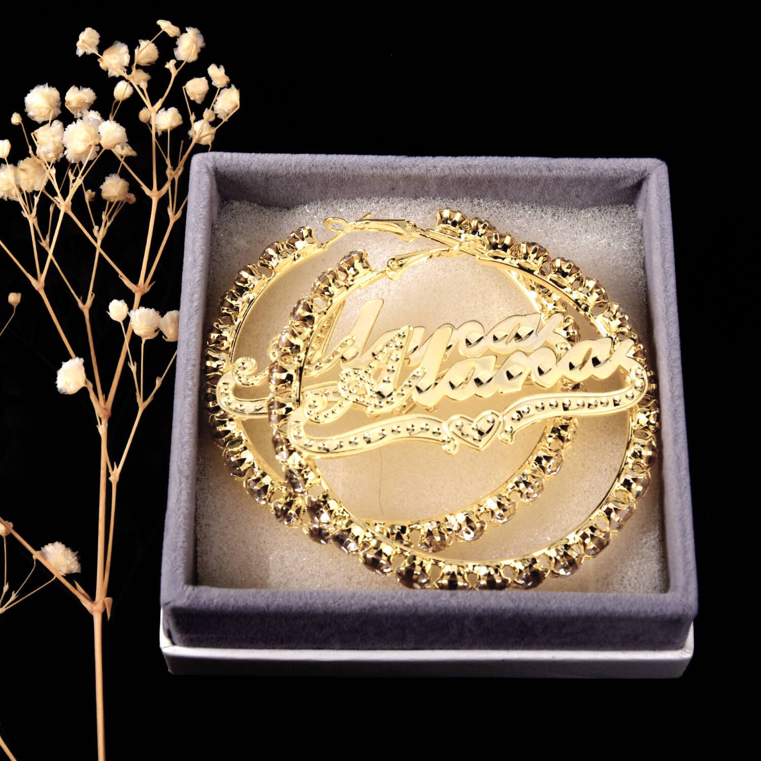 Gold Plated Personalized Hoop Name Earrings-silviax