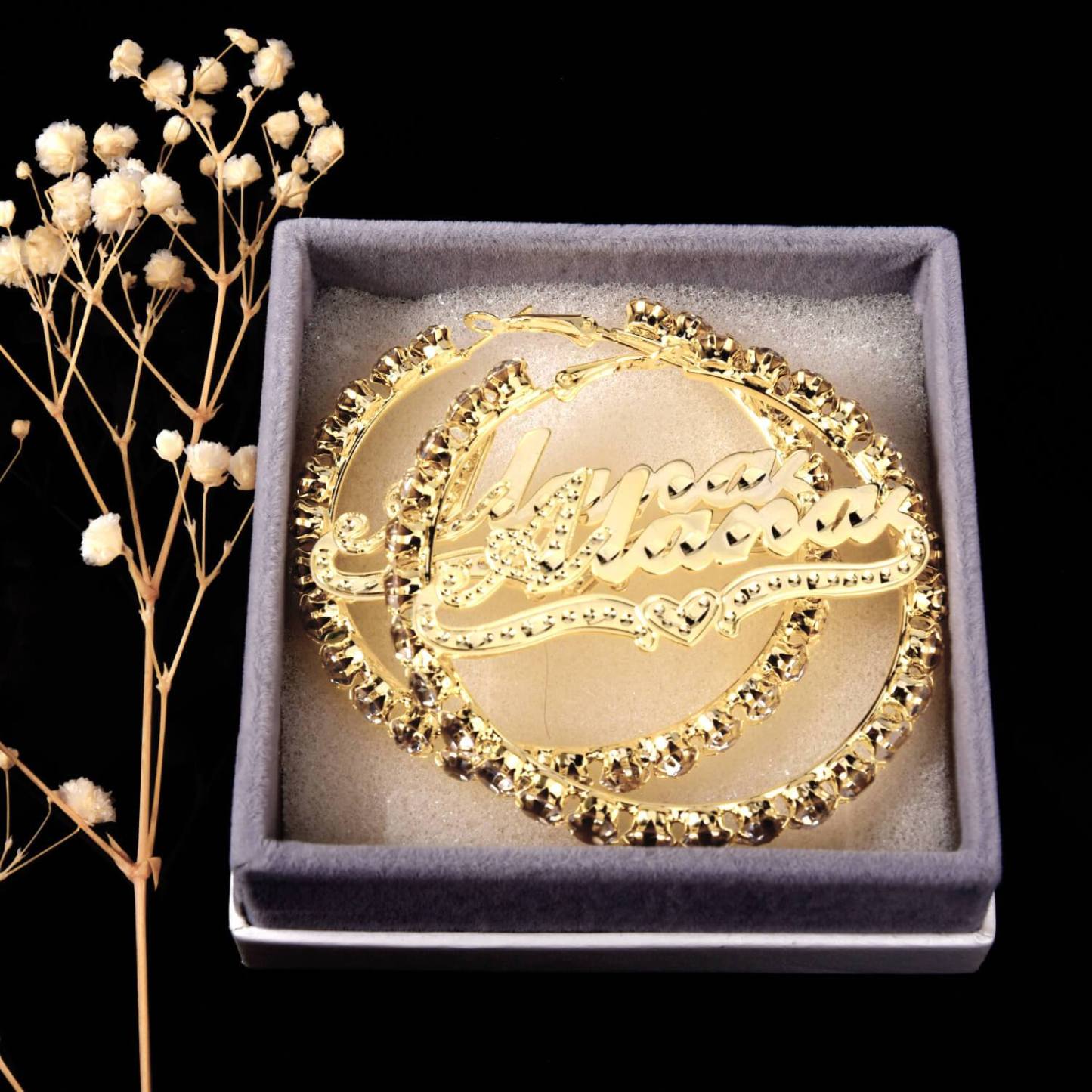 Gold Plated Personalized Hoop Name Earrings-silviax