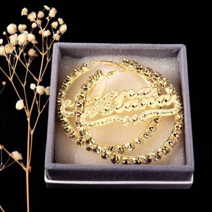 Gold Plated Personalized Hoop Name Earrings-silviax