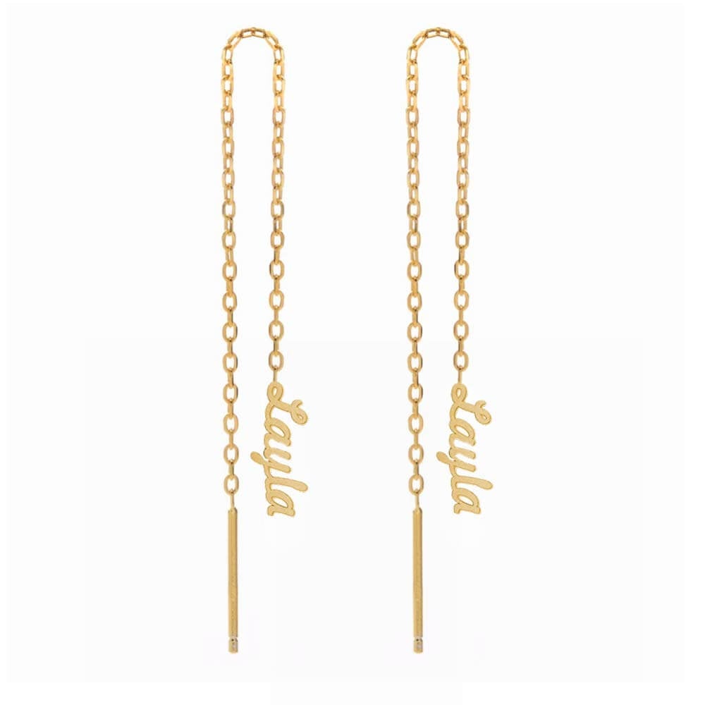 Drop Personalized Gold Plated Name Earrings-silviax