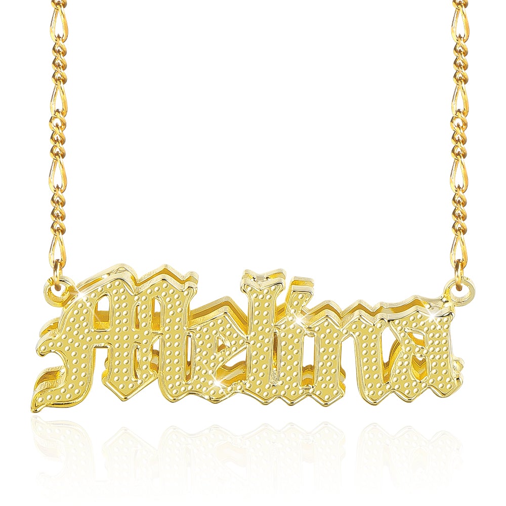 3D Double Plated Gothic Font Gold Plated Personalized Name Necklace-silviax