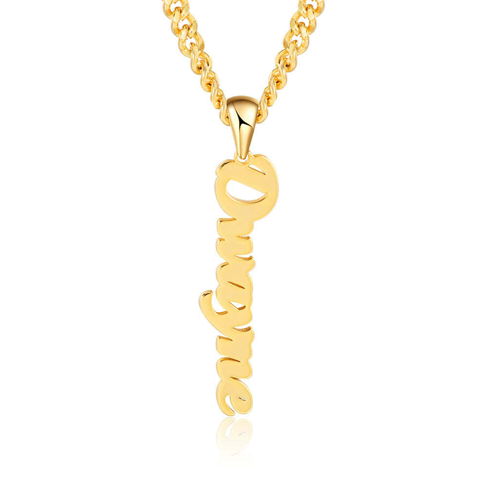 Vertical Nameplate Pendant Personalized Custom Gold Plated Name Necklace-silviax
