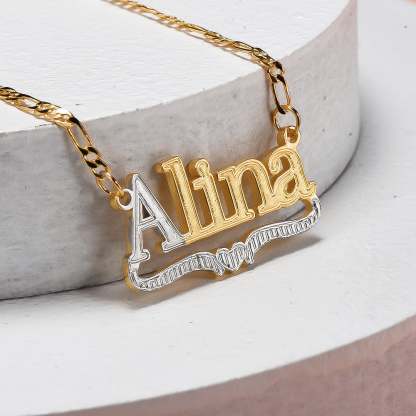 Gold Plated Personalized Two Tone with Heart Name Necklace-silviax