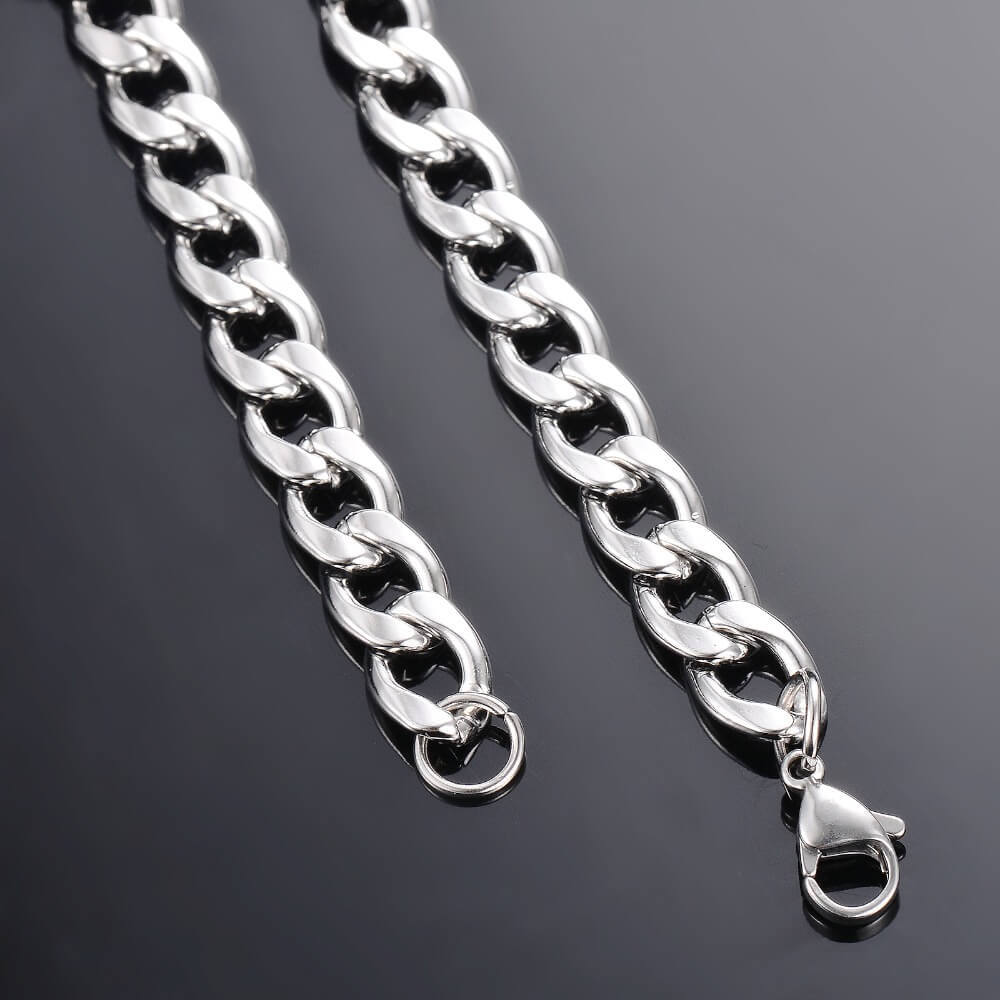 Cuban Link Chain 3mm-7mm White Gold Plated Necklace-silviax