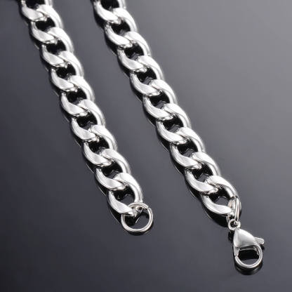 Cuban Link Chain 3mm-7mm White Gold Plated Necklace-silviax