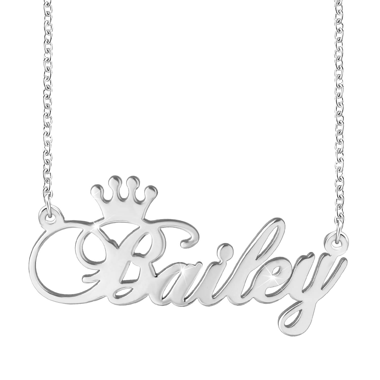 925 Sterling Silver With Crown Nameplate Personalized Custom Name Necklace-silviax