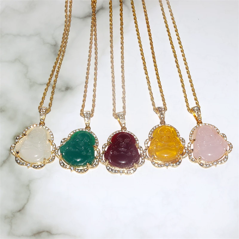 Zirconia Smile Maitreya Buddha Pendant Necklace Gift For Mom-silviax