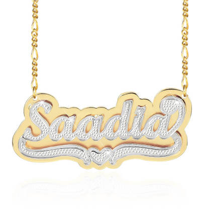 Double Plate Two Tone with Heart Personalized Custom Gold Plated Name Necklace-silviax