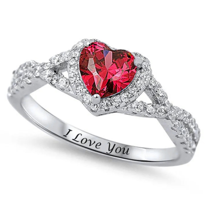 Heart Clear Promise Ring Personalized Custom Engraved Ring