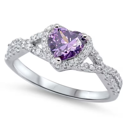 Heart Clear Promise Ring Personalized Custom Engraved Ring