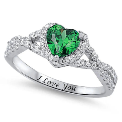 Heart Clear Promise Ring Personalized Custom Engraved Ring