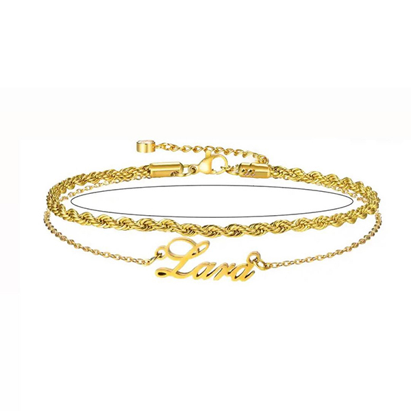 Double Layers Personalized Gold Plated Name Anklet Rope Chain-silviax