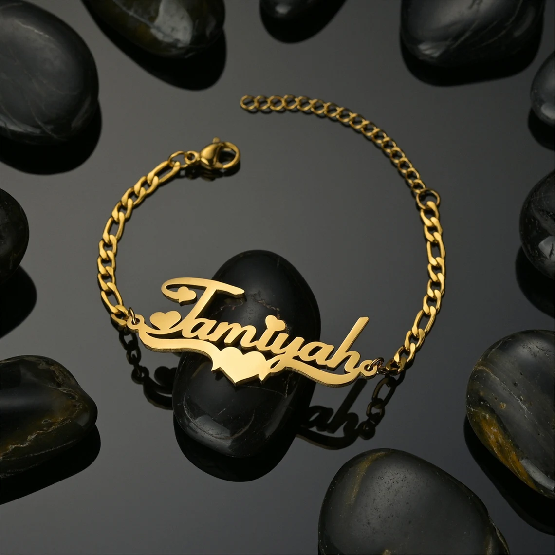 Cuban Chain Personalized Custom Heart Name Bracelet -silviax