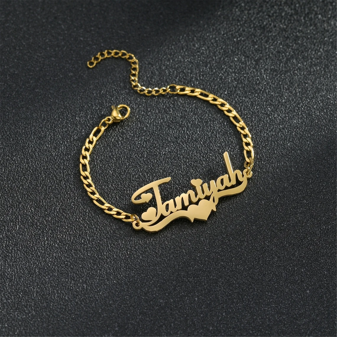 Cuban Chain Personalized Custom Heart Name Bracelet -silviax