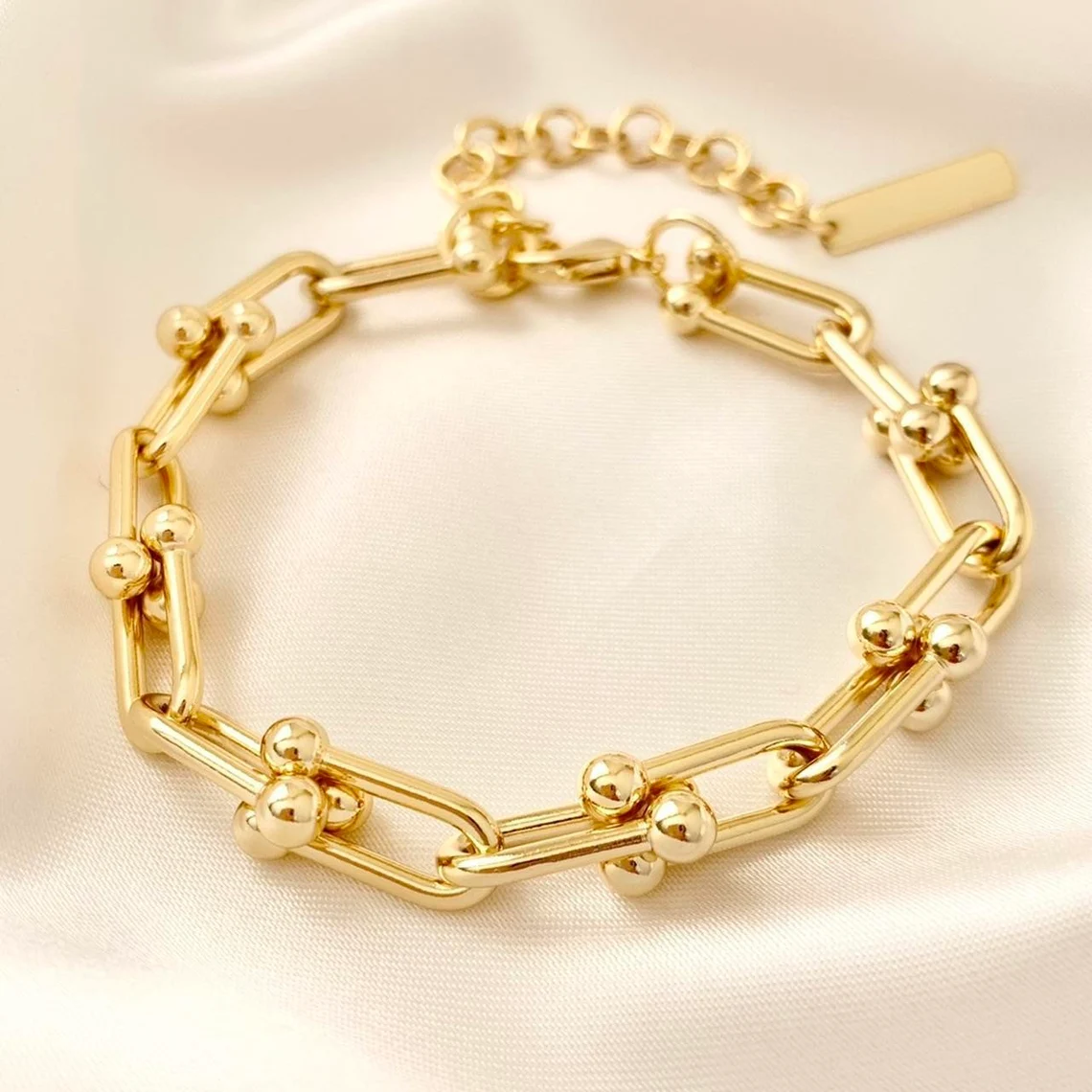 Link Chain U Type Fashion Gold Plated Bracelets-silviax