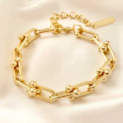 Link Chain U Type Fashion Gold Plated Bracelets-silviax