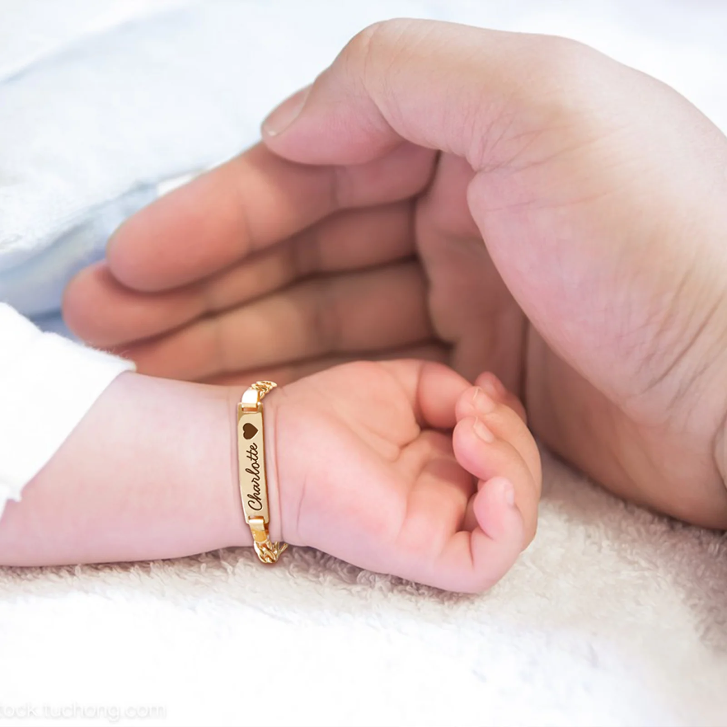 Baby Kids Heart With Name Customized Gold Plated Name ID Bracelet-silviax