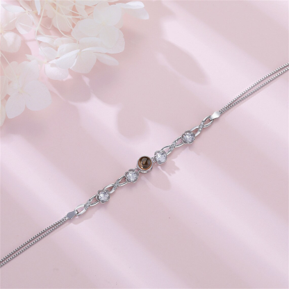 Flower Zircon Photo Projection Bracelet Personalized Custom Charm Photo Bracelet-silviax