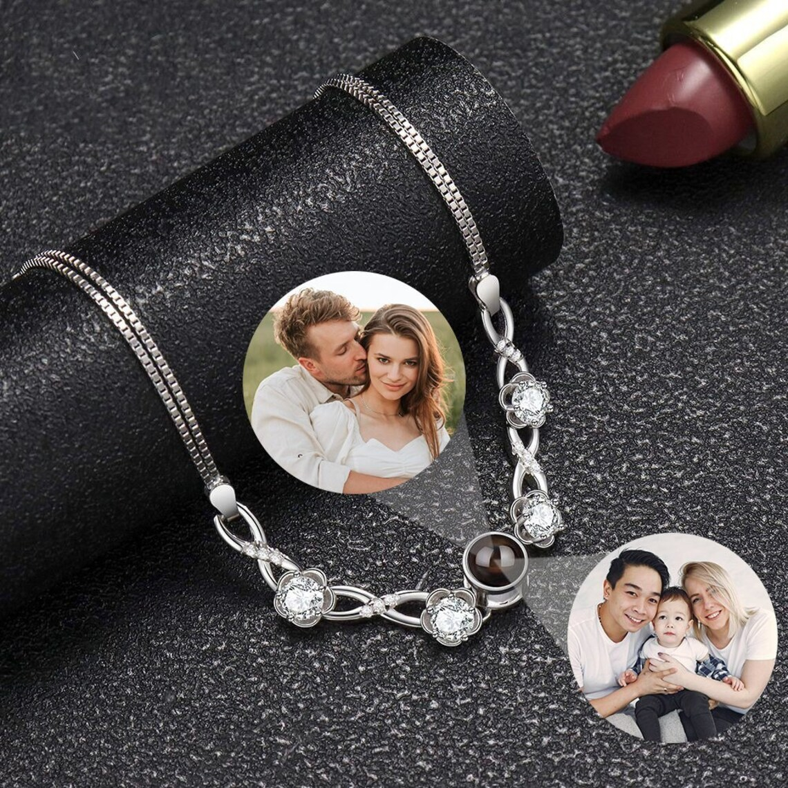 Flower Zircon Photo Projection Bracelet Personalized Custom Charm Photo Bracelet-silviax
