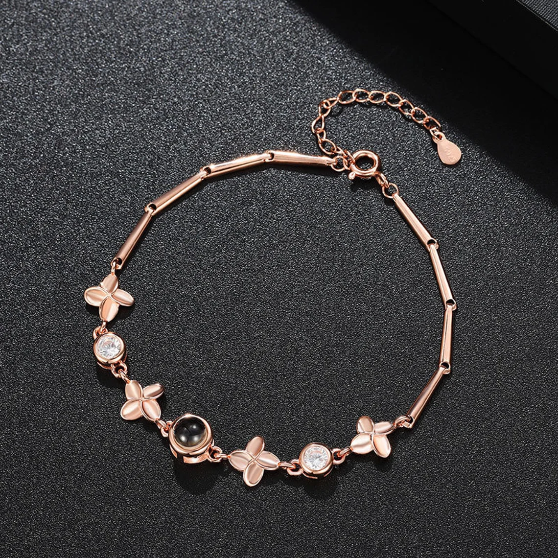 Flower Photo Projection Bracelet Personalized Custom Memorial Photo Bracelet