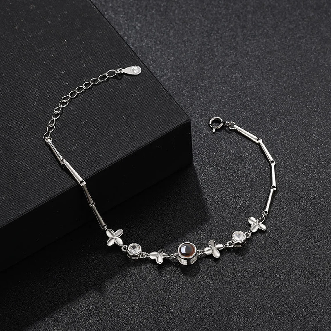 Flower Photo Projection Bracelet Personalized Custom Memorial Photo Bracelet