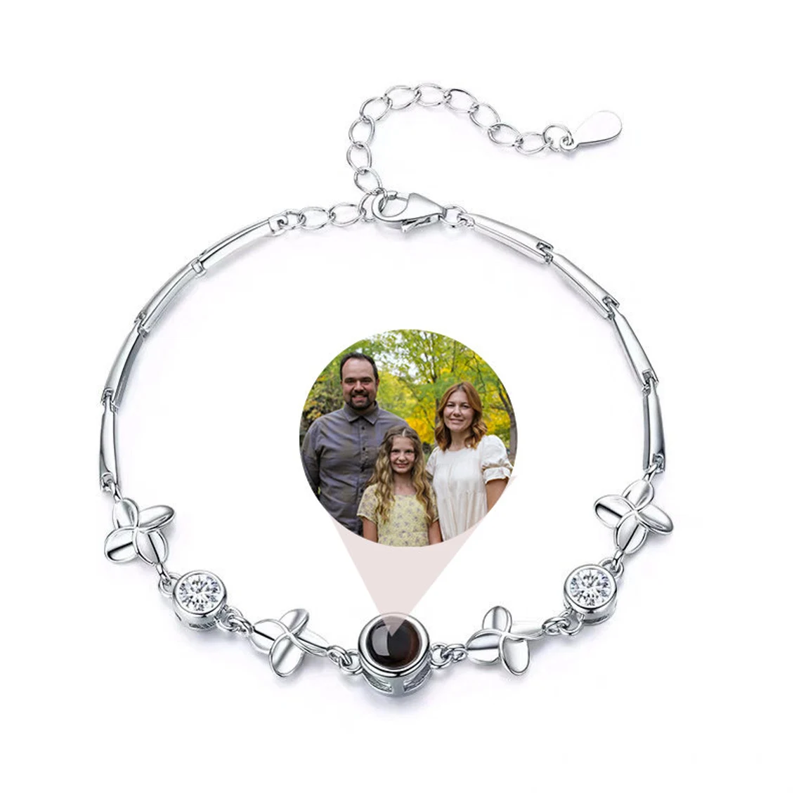 Flower Photo Projection Bracelet Personalized Custom Memorial Photo Br