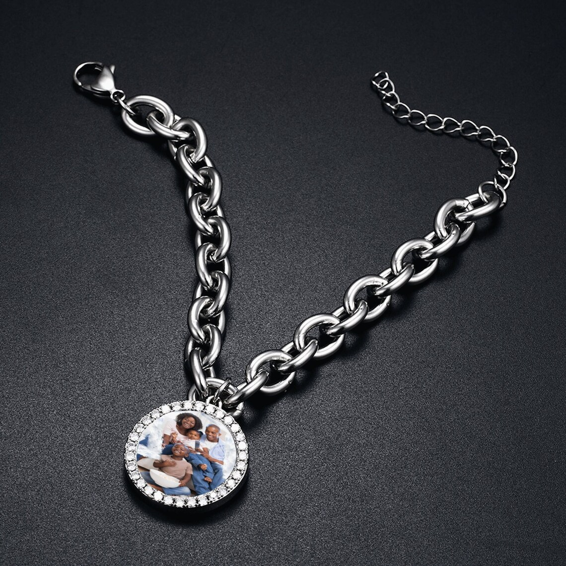 Hip Hop Link Chain Picture Bracelet Custom Photo Bracelet