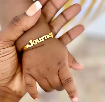 Baby Kids Crown With Nameplate Custom Name Cuff Bracelet