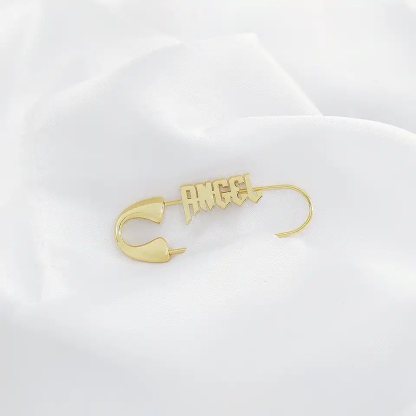 Paper Clip Custom Gold Plated Old English Name Earrings-silviax