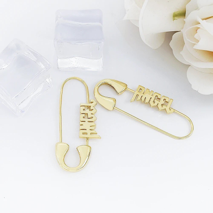 Paper Clip Custom Gold Plated Old English Name Earrings-silviax