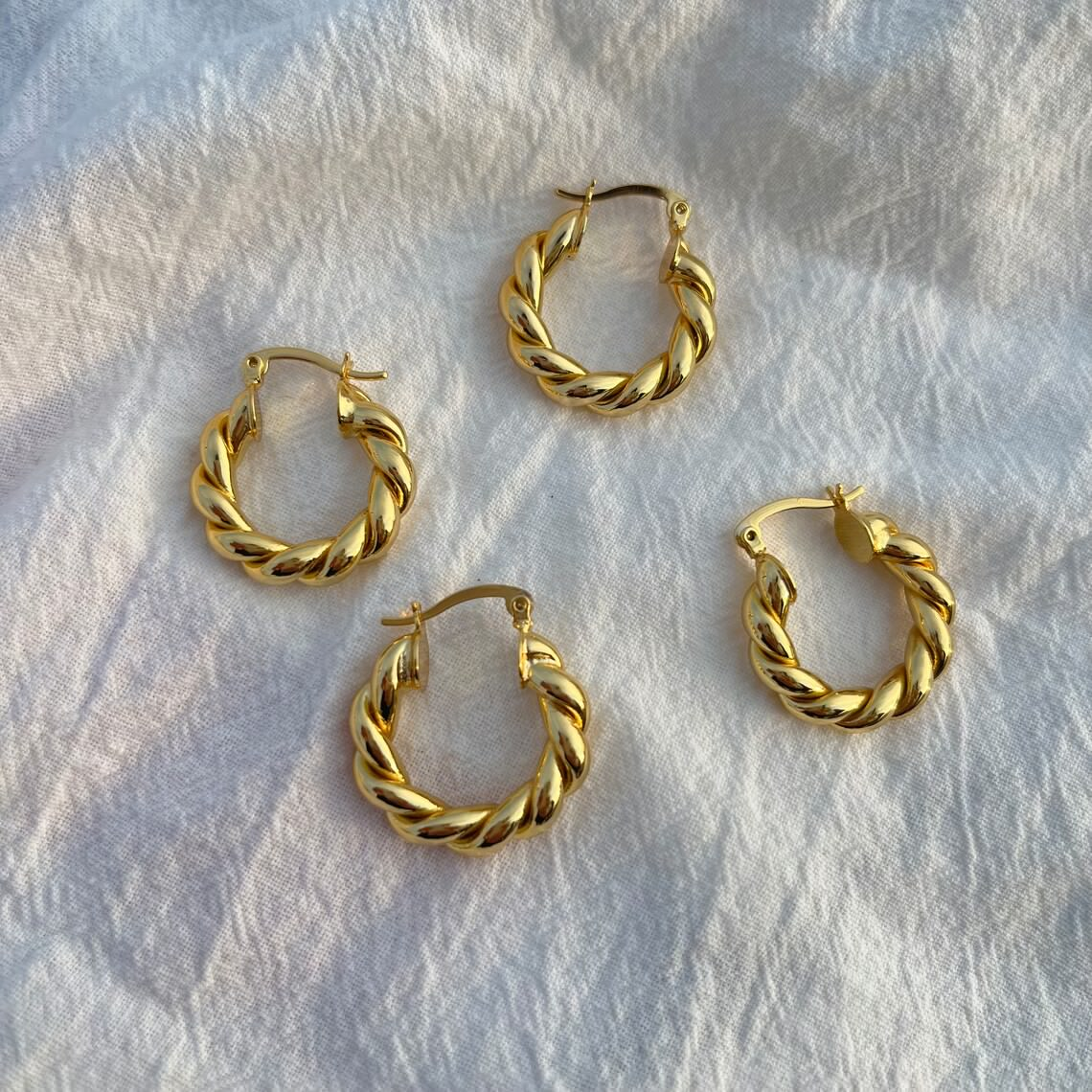 22mm Gold Plated Twist Hoop Earrings Baby Gifts-silviax