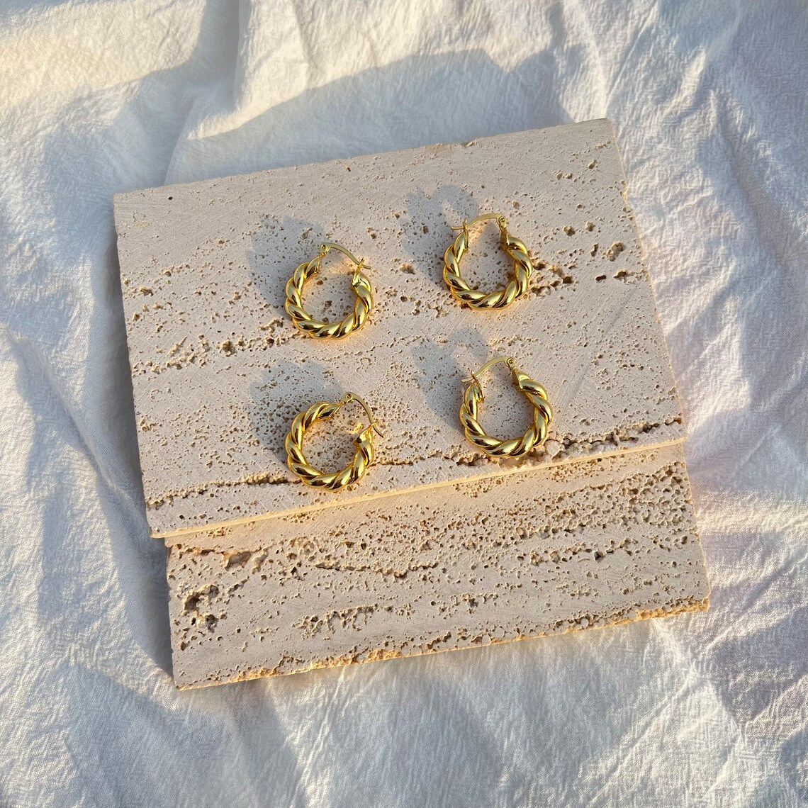 22mm Gold Plated Twist Hoop Earrings Baby Gifts-silviax