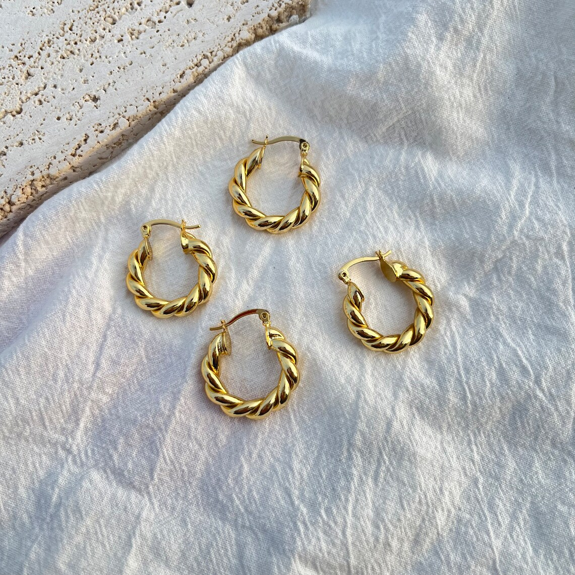 22mm Gold Plated Twist Hoop Earrings Baby Gifts-silviax