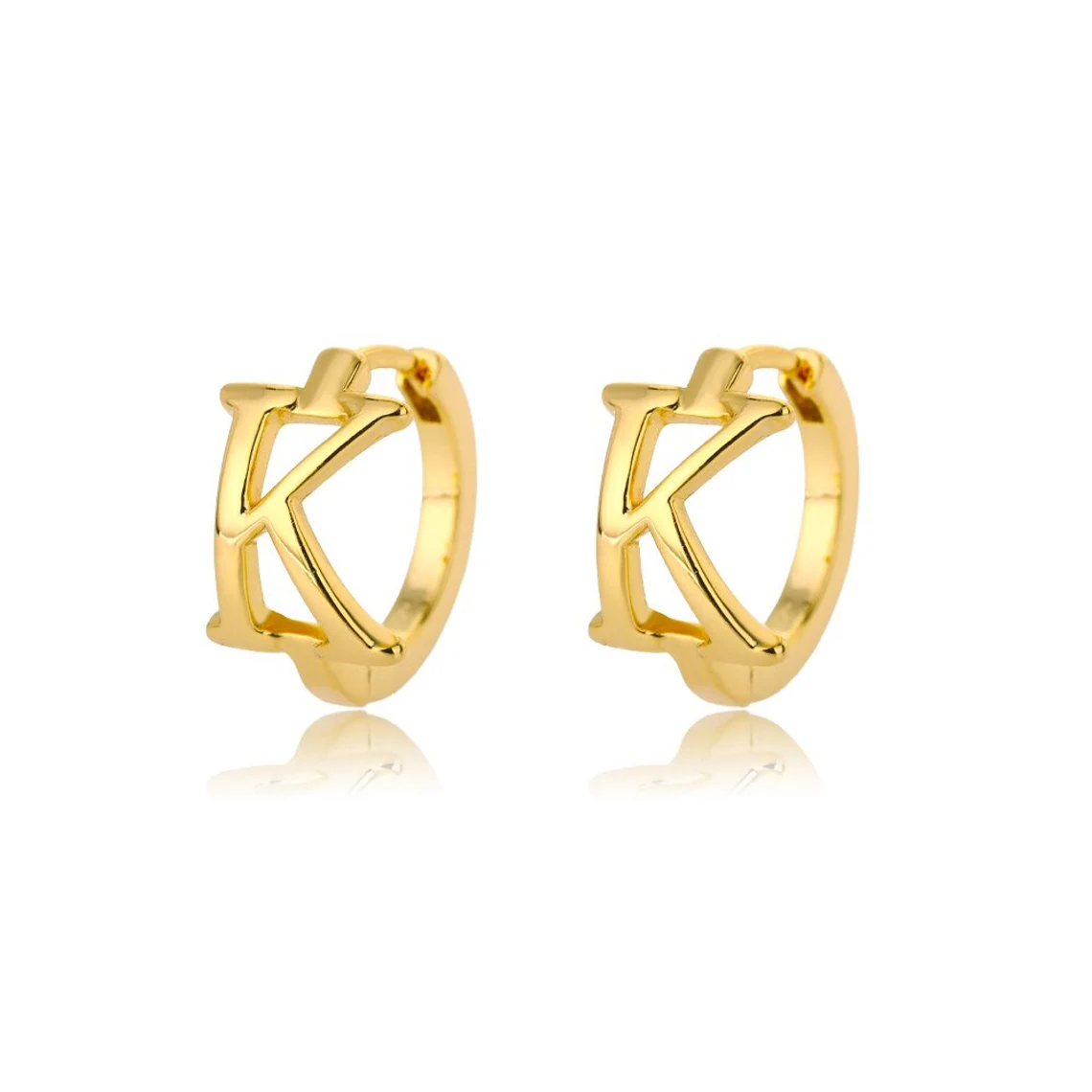 25mm Initial Earring Custom Letter Hoop Gold Plated Earring -silviax