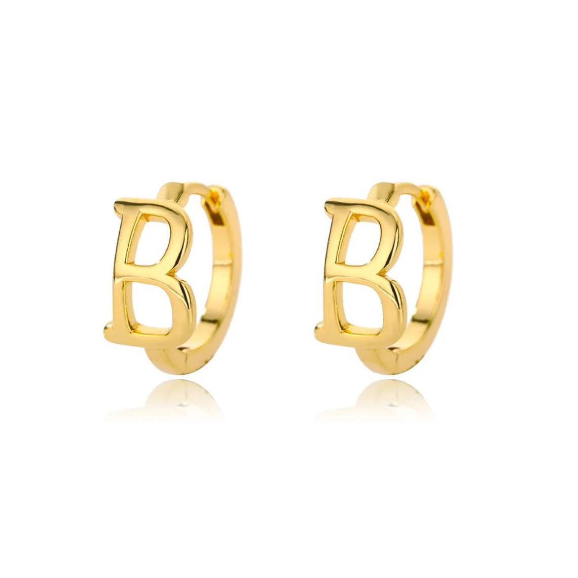 25mm Initial Earring Custom Letter Hoop Gold Plated Earring -silviax