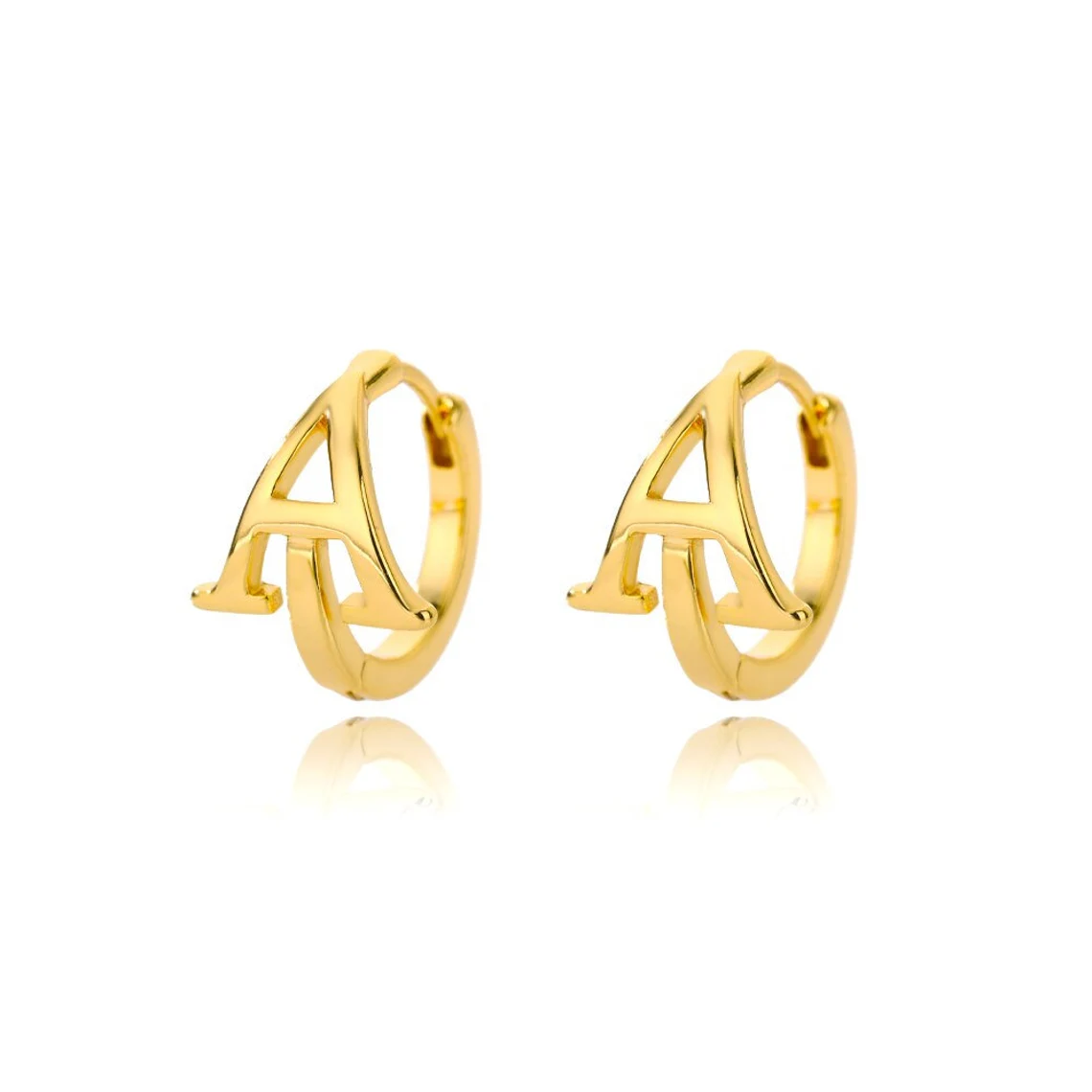 25mm Initial Earring Custom Letter Hoop Gold Plated Earring -silviax
