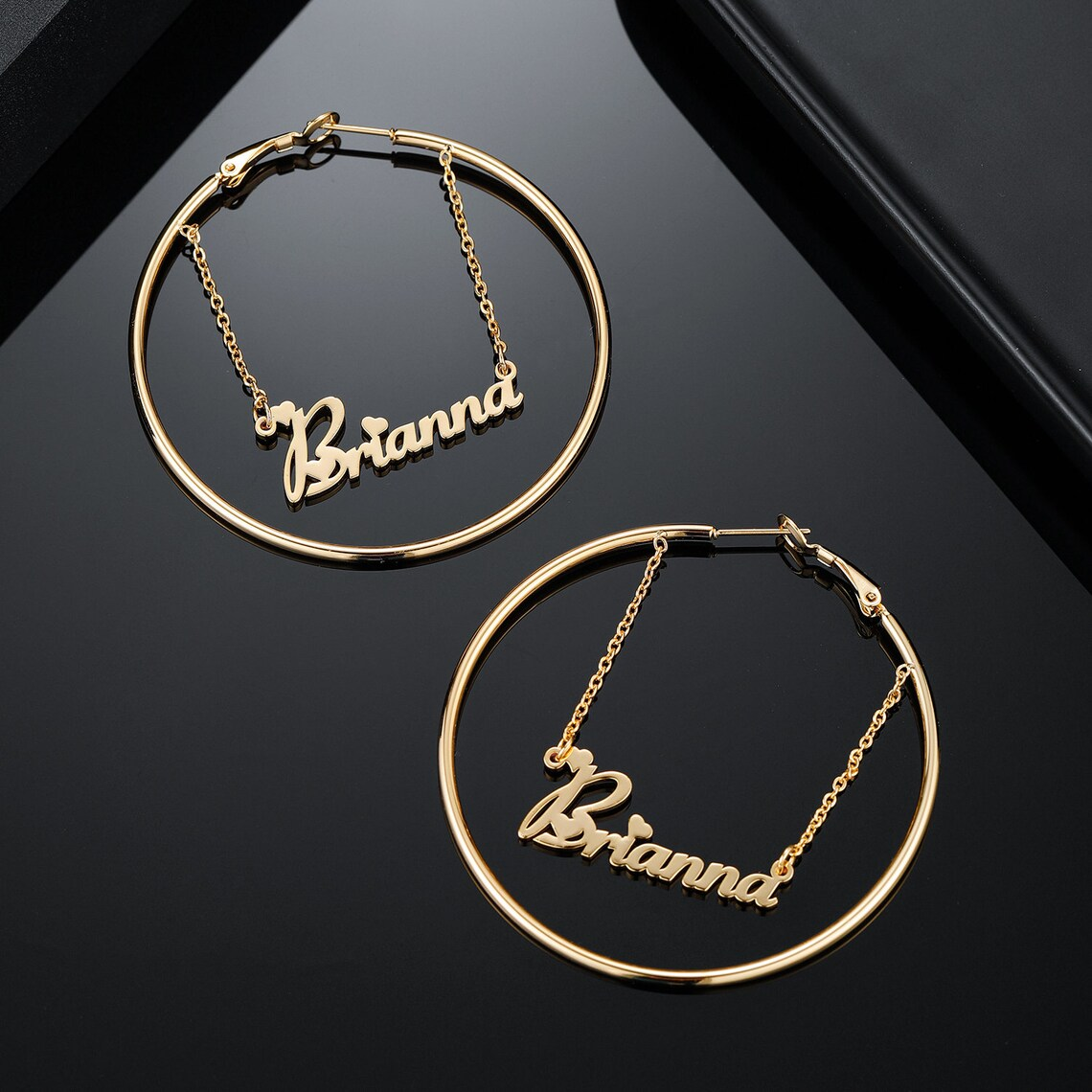 60mm/40mm Personalized Gold Plated Hoop Name Earring -silviax